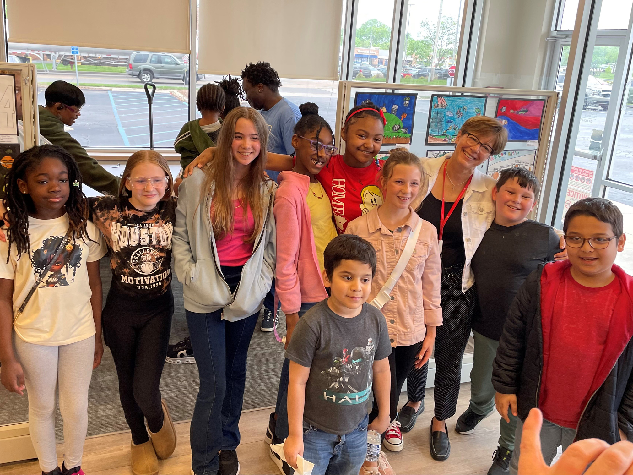 Elementary students from the Hazelwood School District that participated in the annual West Community Credti Union artwork contest.