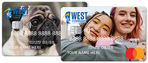 samples of 2 custom designed debit cards