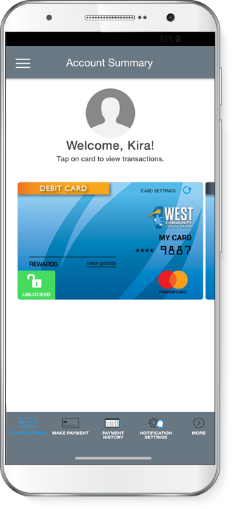 New Card Access app card screen